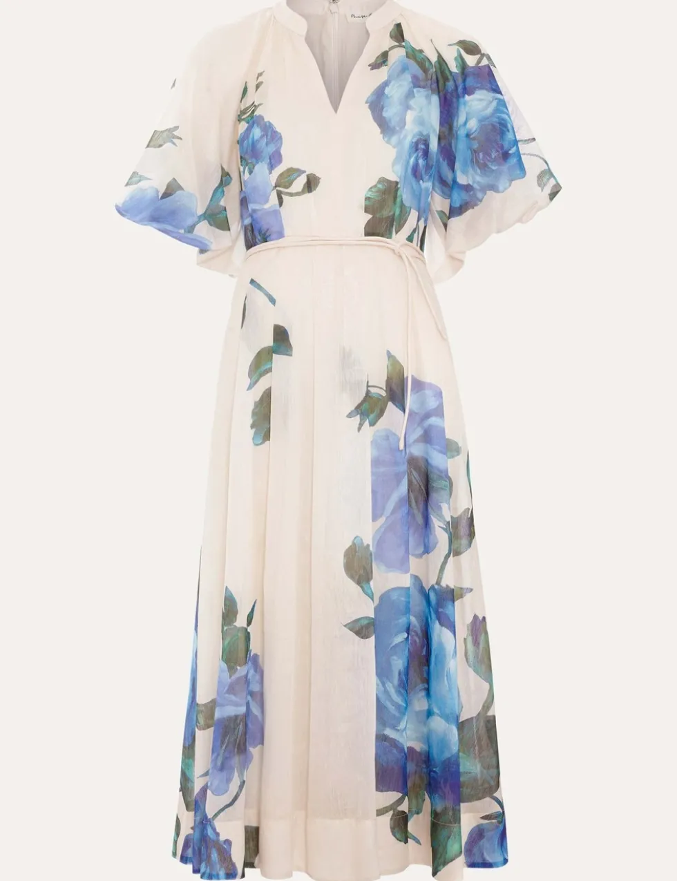 Lyocell Blend V-Neck Floral Midi Dress