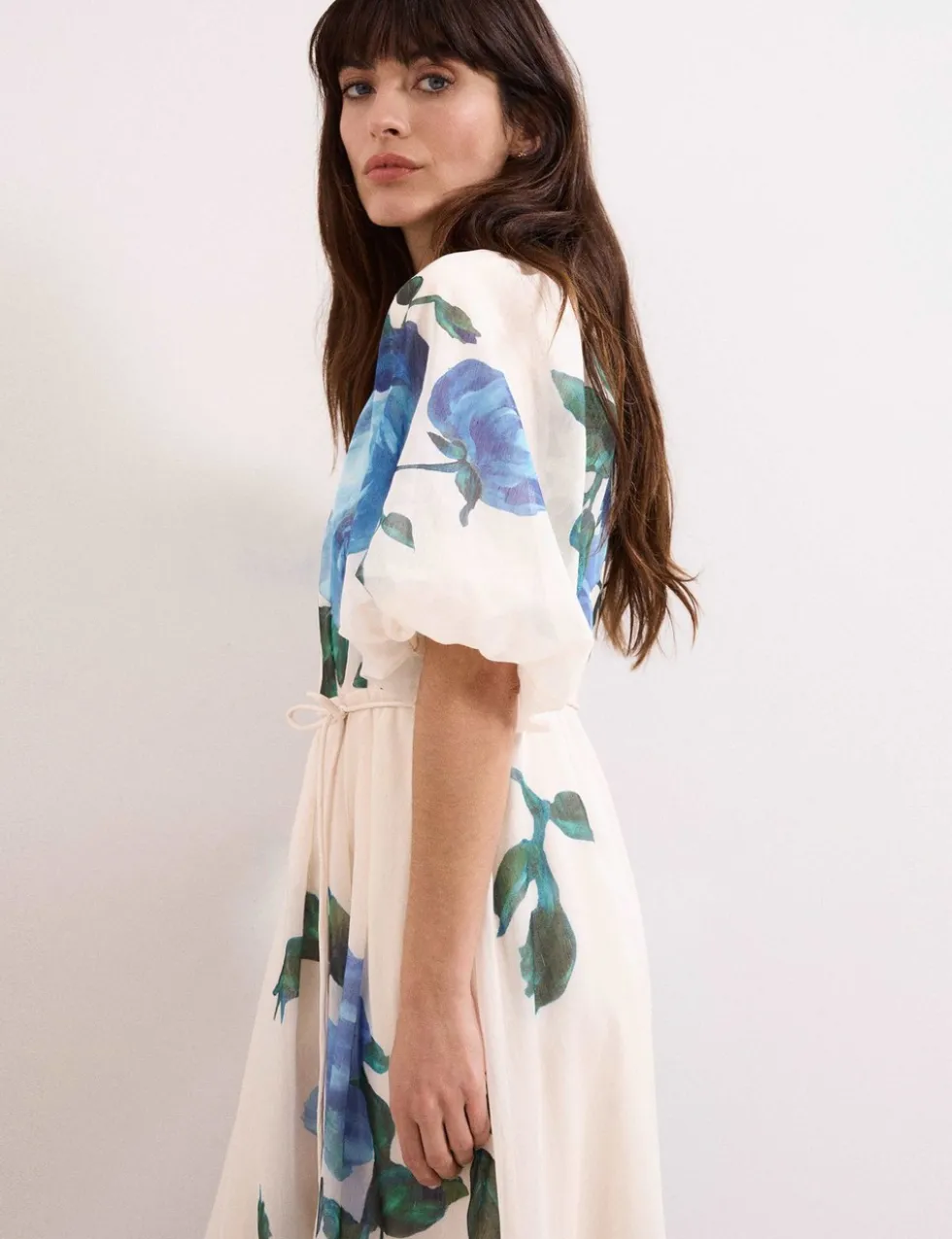 Lyocell Blend V-Neck Floral Midi Dress