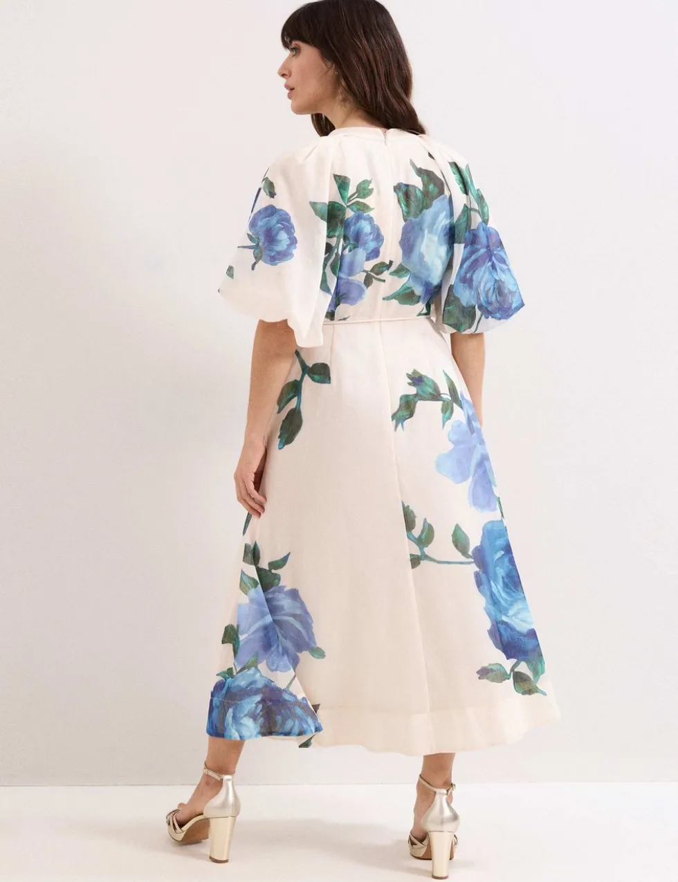 Lyocell Blend V-Neck Floral Midi Dress