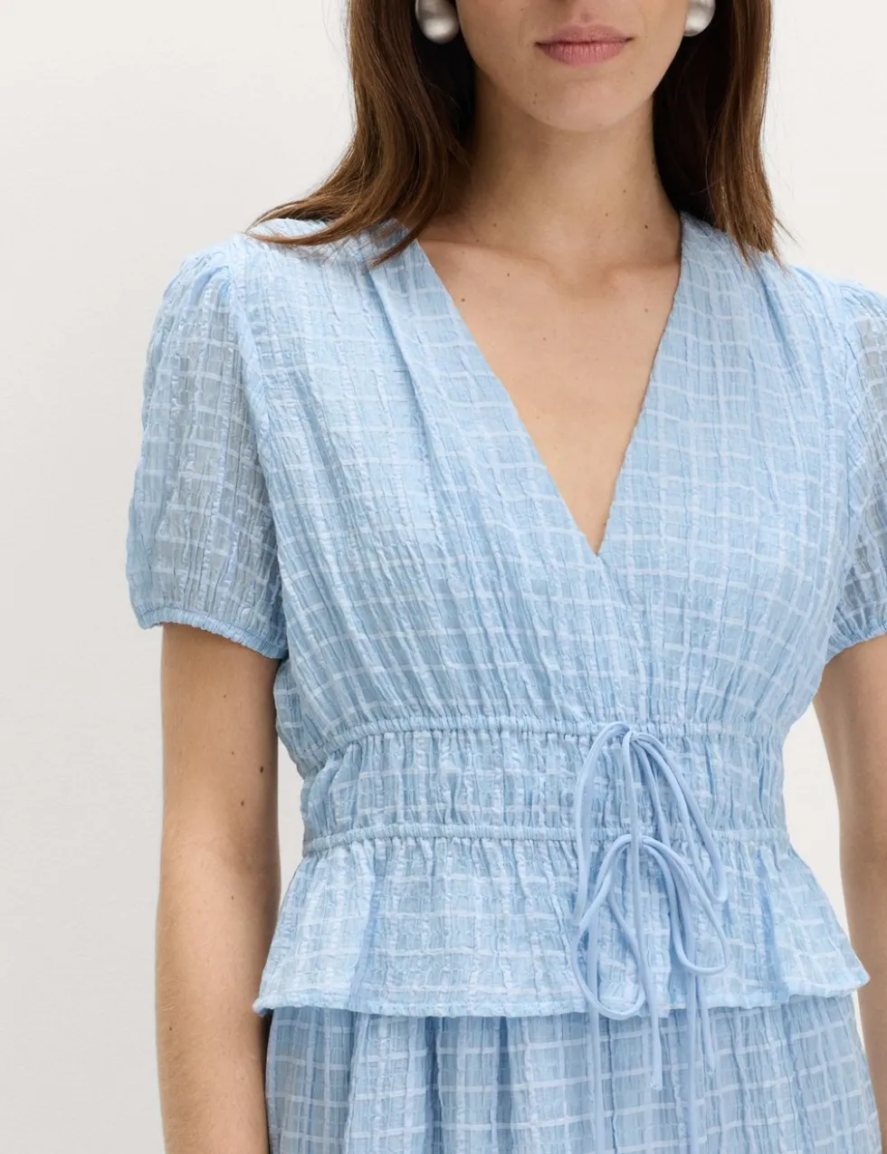 Lyocell Blend V-Neck Midi Waisted Dress