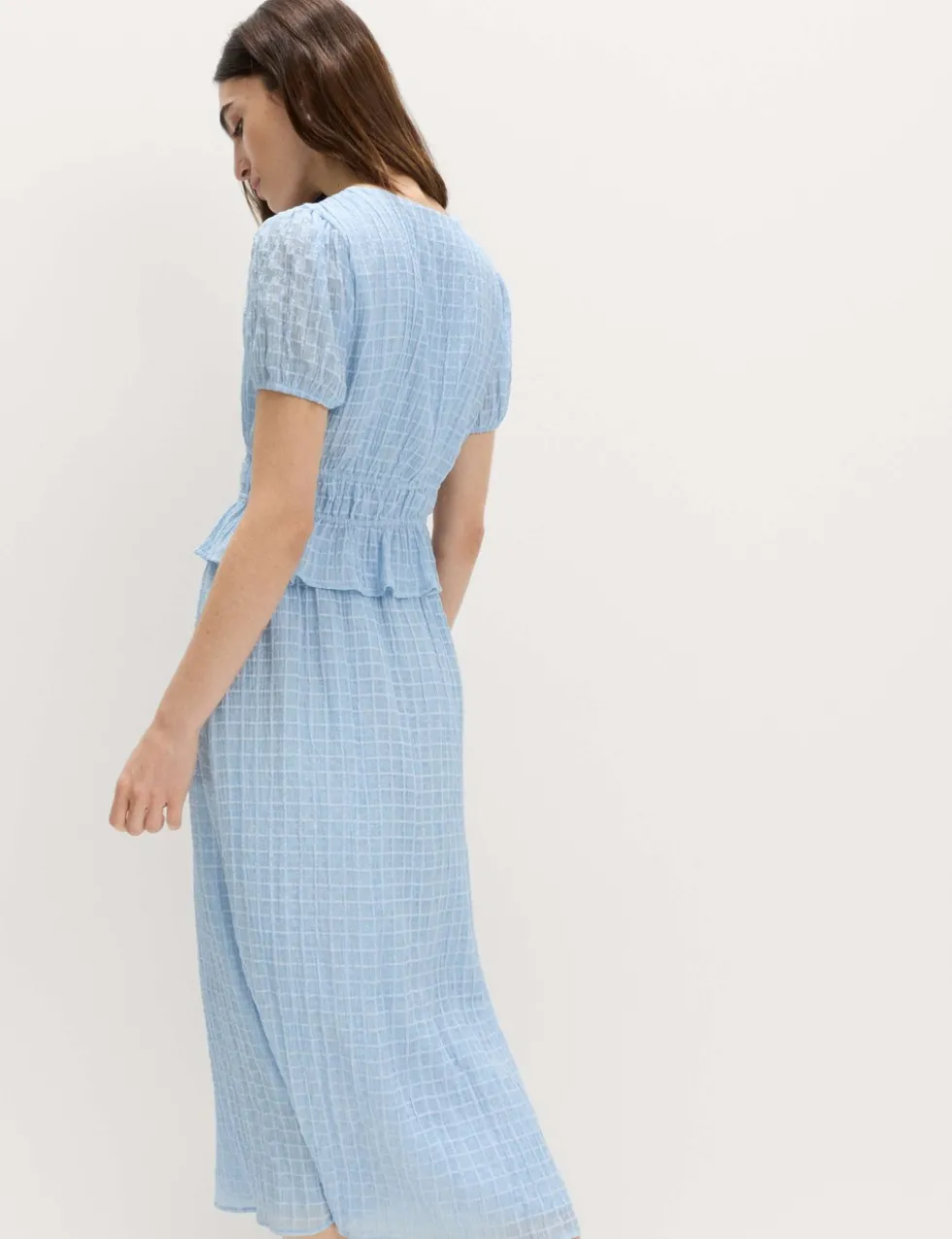 Lyocell Blend V-Neck Midi Waisted Dress