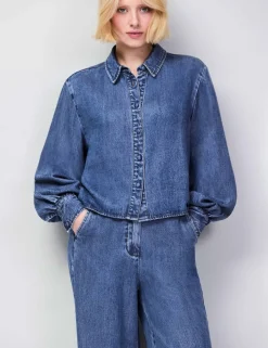 Lyocell™ Denim Collared Cropped Shirt