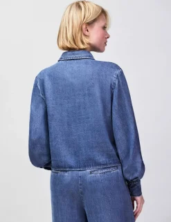 Lyocell™ Denim Collared Cropped Shirt