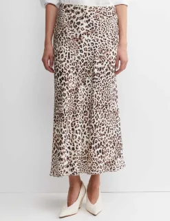Lyocell Rich Animal Print Midi Slip Skirt