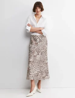 Lyocell Rich Animal Print Midi Slip Skirt