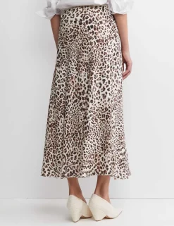Lyocell Rich Animal Print Midi Slip Skirt