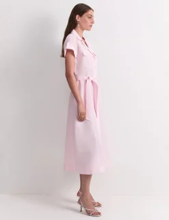 Lyocell Rich Belted Midi Shirt Dress