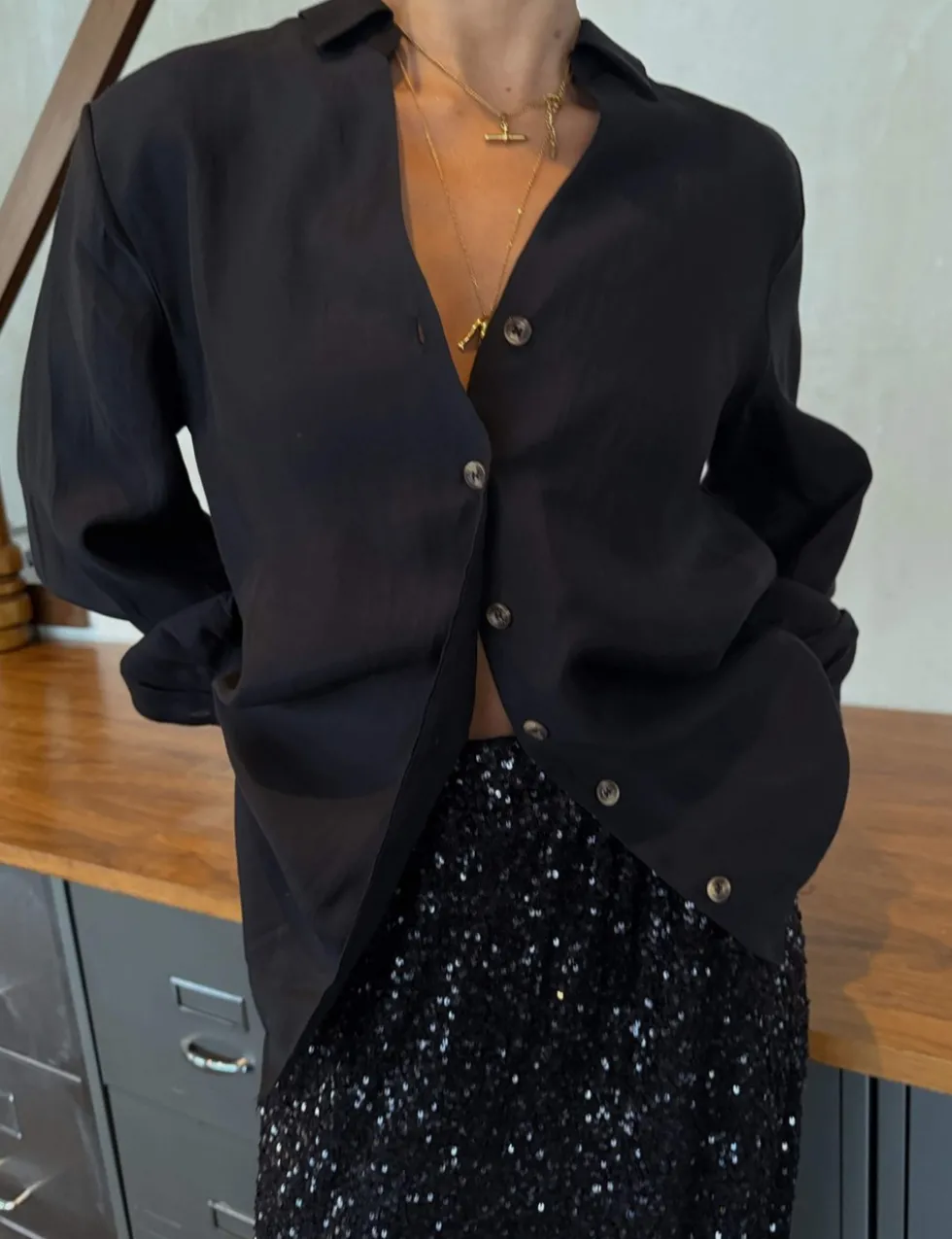 Lyocell Rich Collared Relaxed Shirt