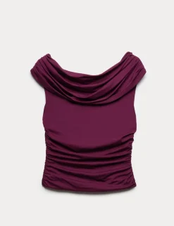 Lyocell Rich Draped Bardot Top