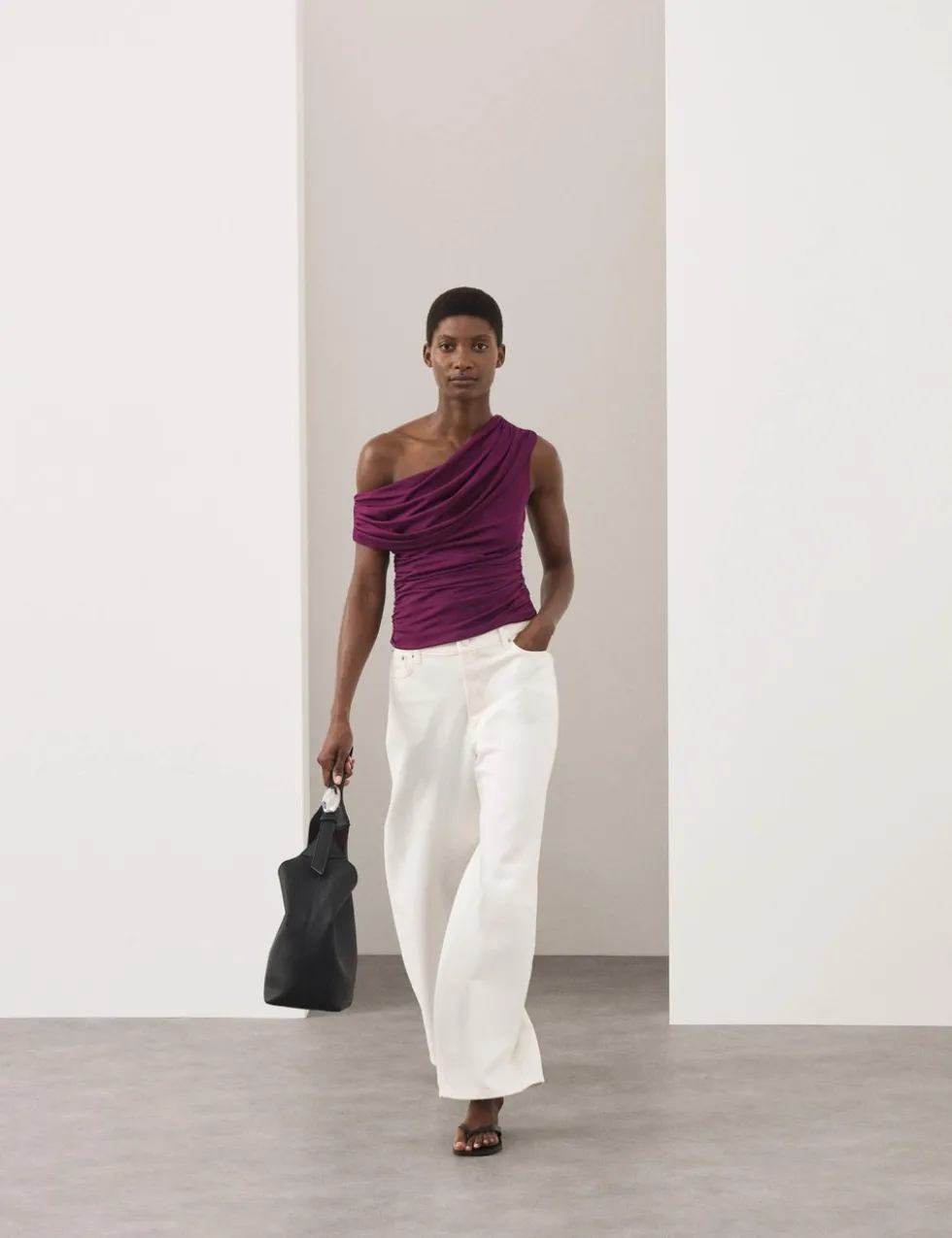 Lyocell Rich Draped Bardot Top