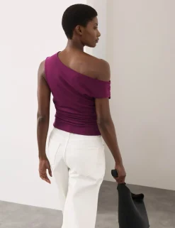 Lyocell Rich Draped Bardot Top