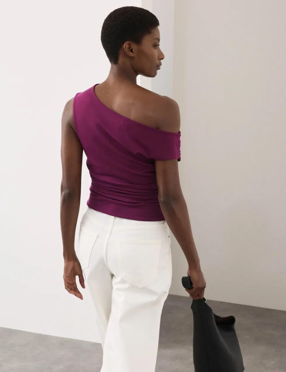 Lyocell Rich Draped Bardot Top
