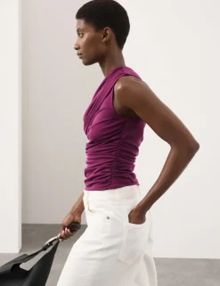 Lyocell Rich Draped Bardot Top