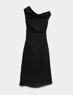 Lyocell Rich Draped Textured Midi Column Dress
