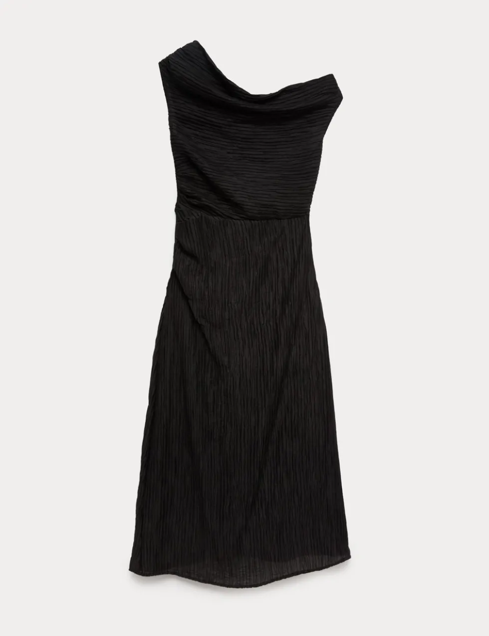 Lyocell Rich Draped Textured Midi Column Dress