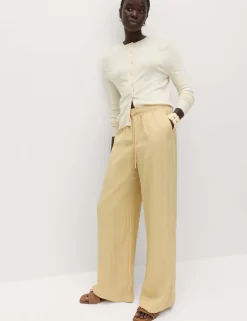 Lyocell Rich Drawstring Wide Leg Trousers