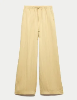 Lyocell Rich Drawstring Wide Leg Trousers