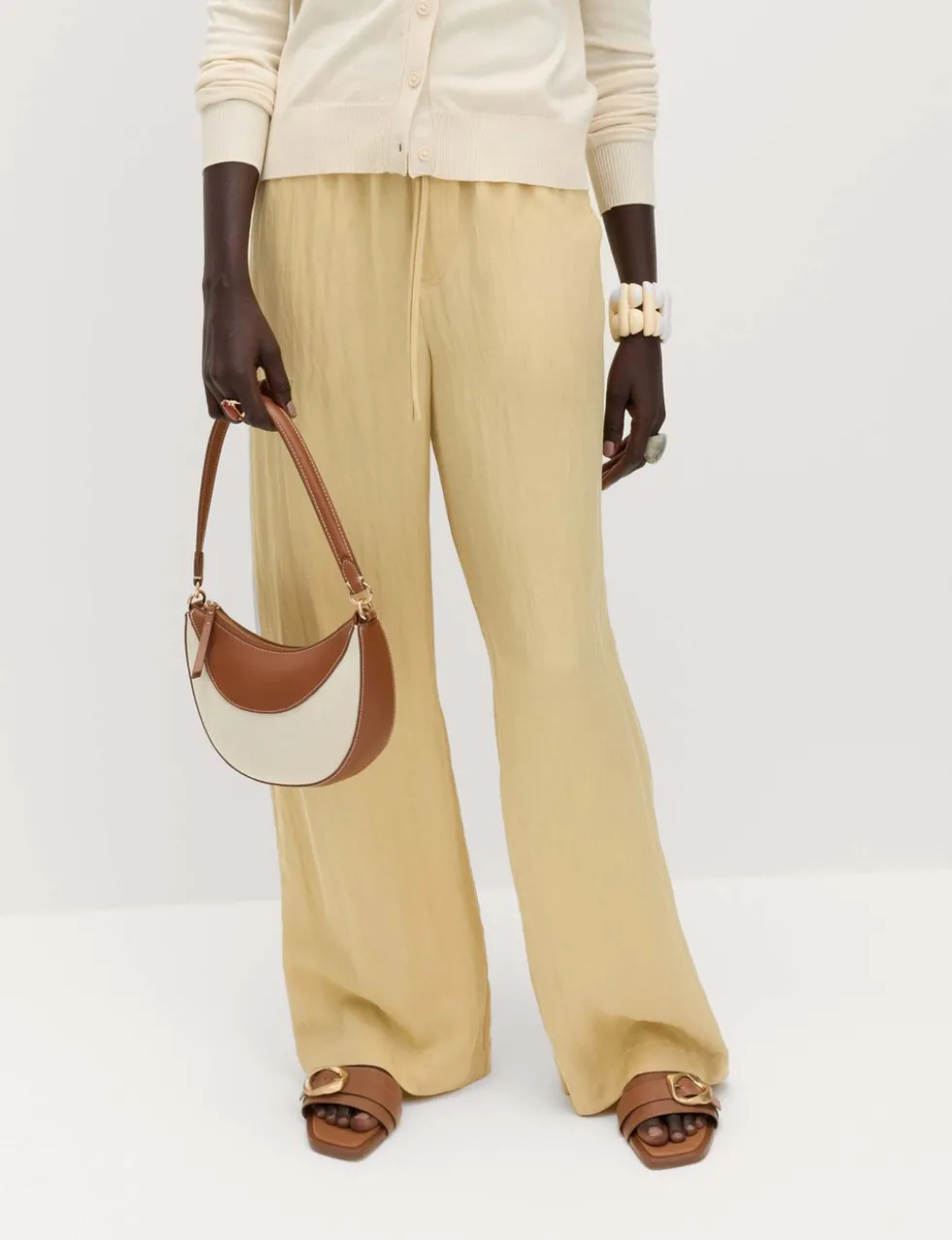 Lyocell Rich Drawstring Wide Leg Trousers