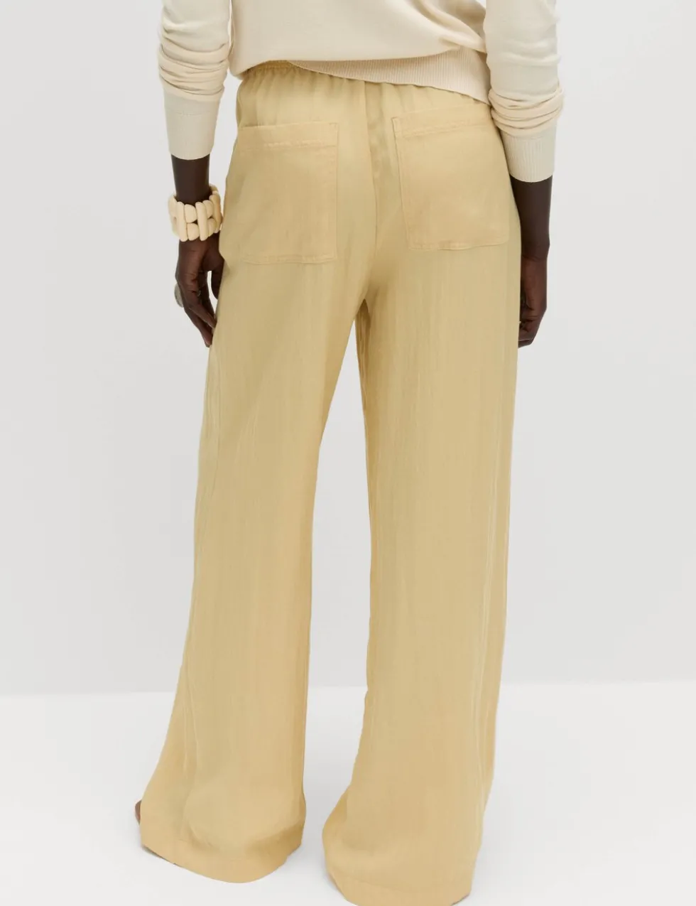 Lyocell Rich Drawstring Wide Leg Trousers
