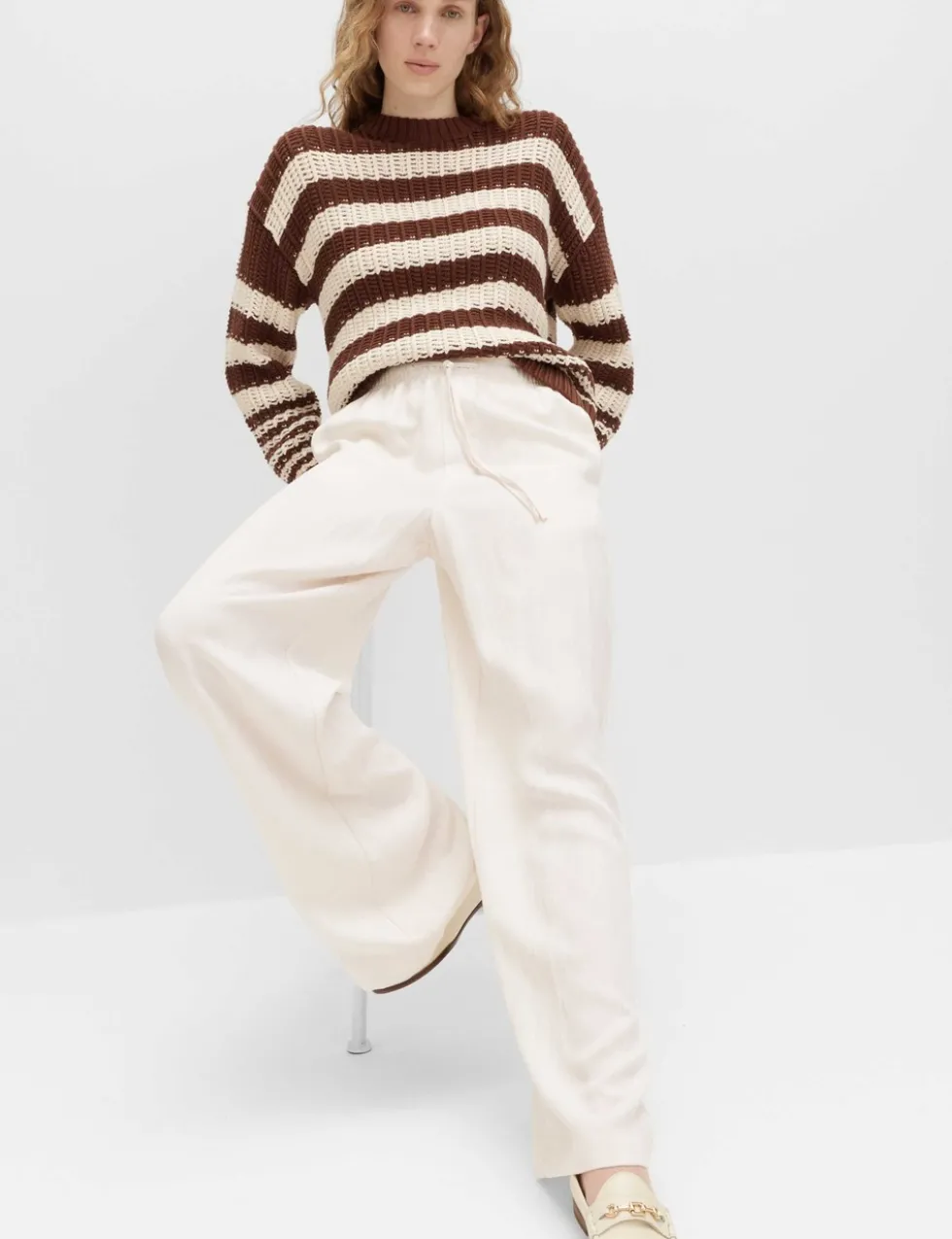 Lyocell Rich Drawstring Wide Leg Trousers