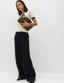 Lyocell Rich Drawstring Wide Leg Trousers