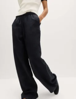 Lyocell Rich Drawstring Wide Leg Trousers