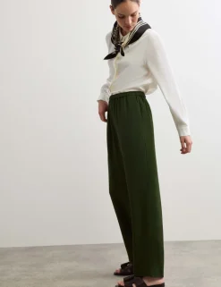 Lyocell Rich Elasticated Waist Tapered Trousers