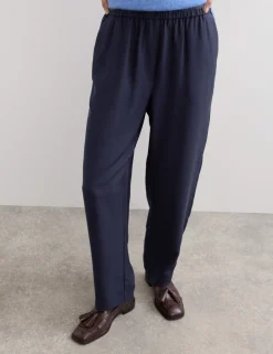Lyocell Rich Elasticated Waist Tapered Trousers