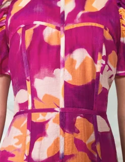Lyocell Rich Floral Midaxi Waisted Dress