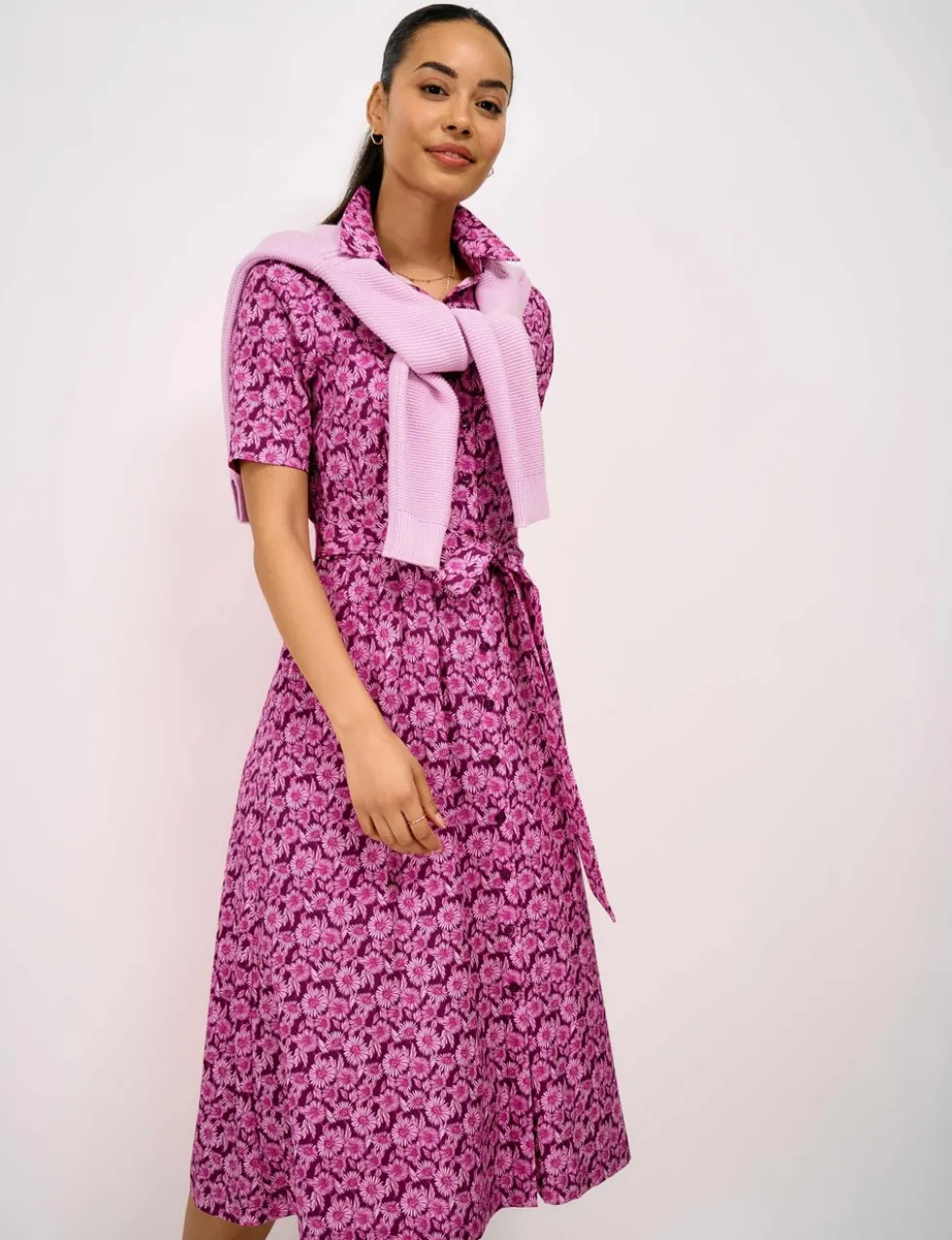 Lyocell Rich Floral Midi Shirt Dress