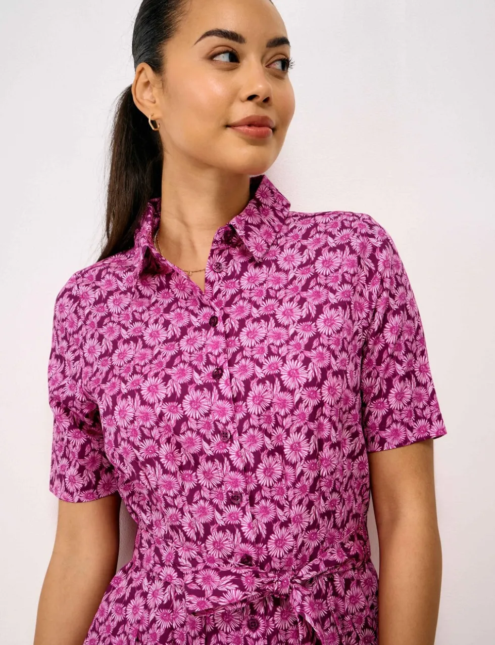 Lyocell Rich Floral Midi Shirt Dress
