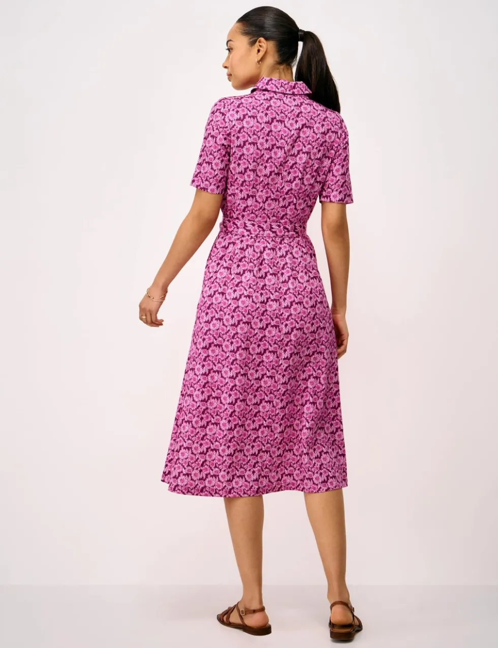 Lyocell Rich Floral Midi Shirt Dress