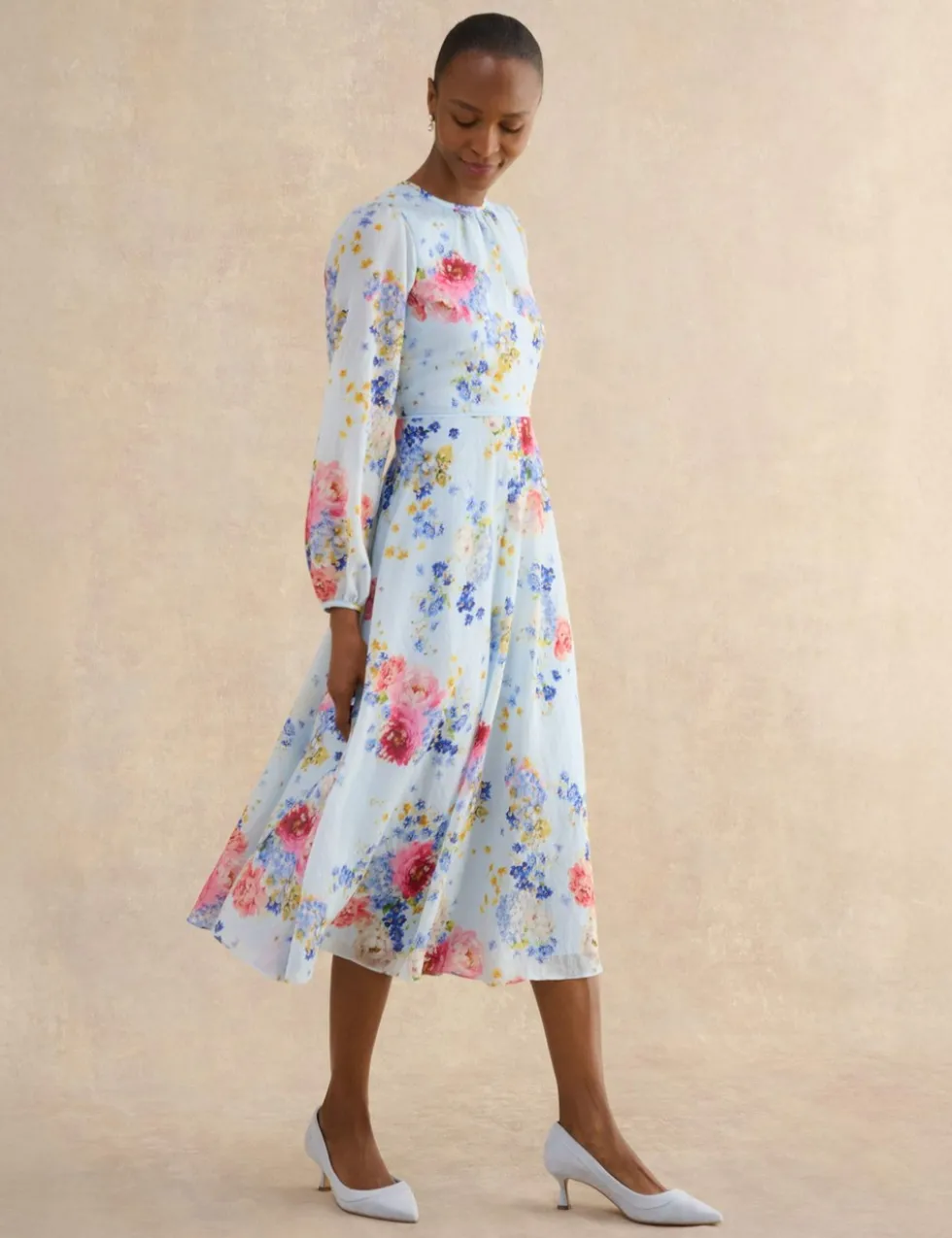 Lyocell Rich Floral Midi Skater Dress