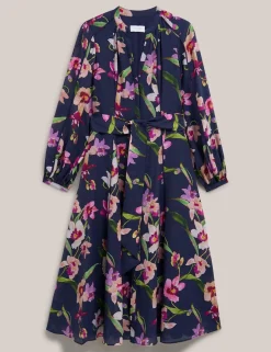 Lyocell Rich Floral V-Neck Midi Dress