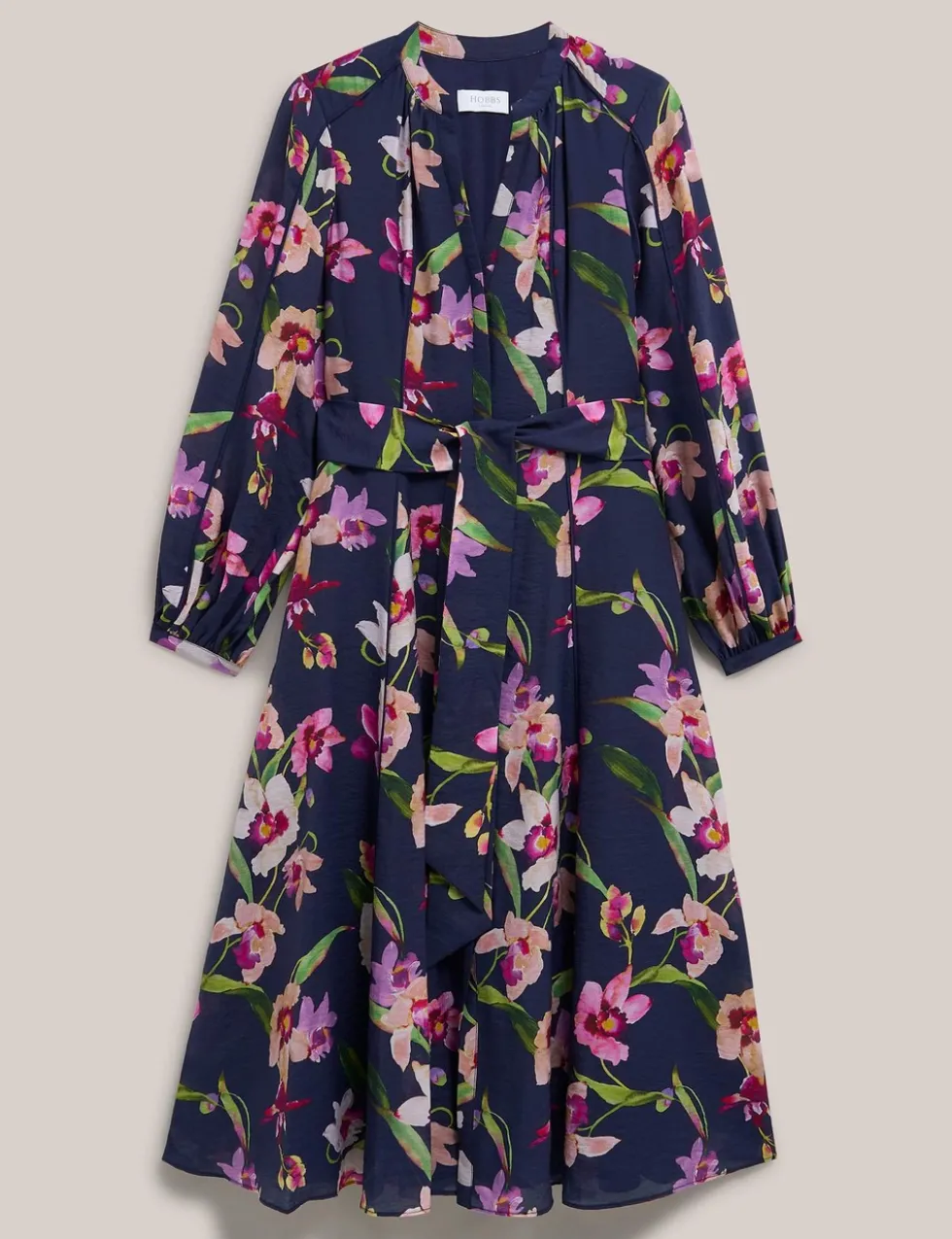 Lyocell Rich Floral V-Neck Midi Dress