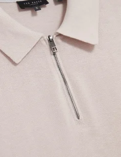 Lyocell Rich Half Zip Knitted Polo Shirt