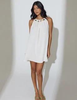 Lyocell Rich Halter Neck Mini Beach Dress