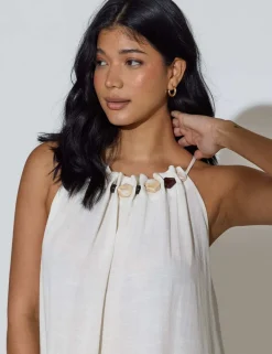 Lyocell Rich Halter Neck Mini Beach Dress