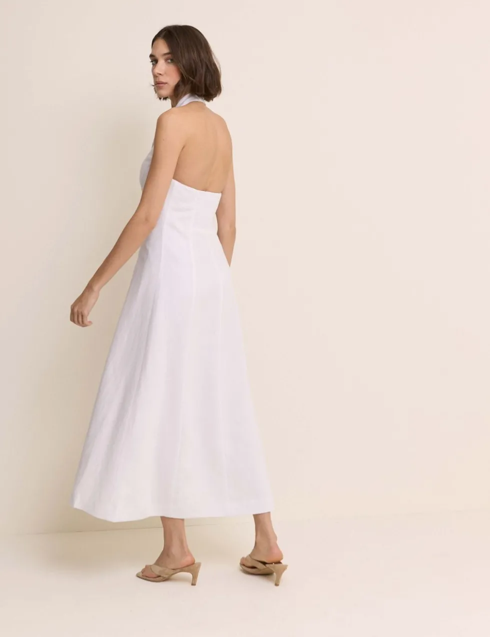 Lyocell Rich Halter Neck Midi Tailored Dress