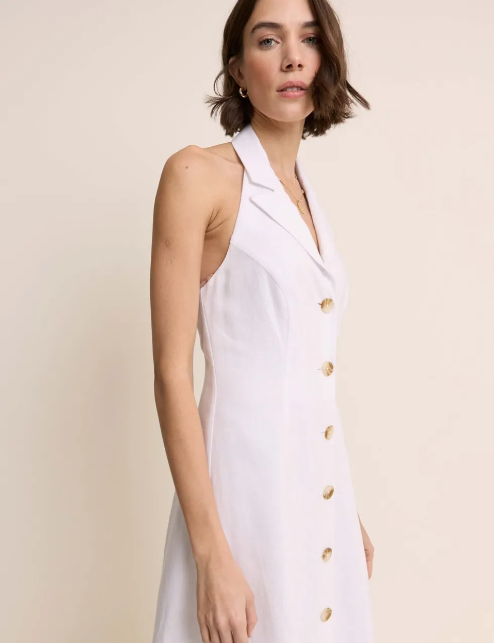 Lyocell Rich Halter Neck Midi Tailored Dress