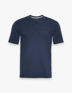 Lyocell Rich Henley Neck T-Shirt with Wool