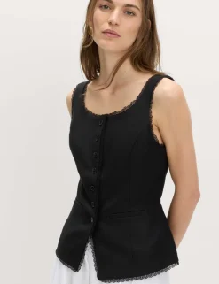 Lyocell Rich Lace Trim Waistcoat with Linen