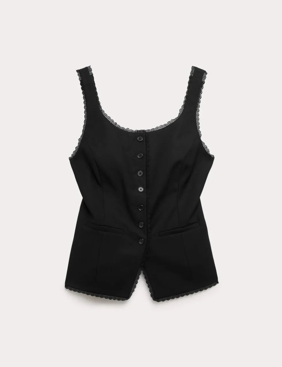 Lyocell Rich Lace Trim Waistcoat with Linen