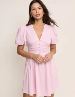 Lyocell Rich Mini Skater Dress with Linen