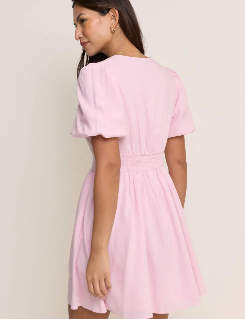 Lyocell Rich Mini Skater Dress with Linen