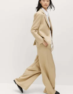 Lyocell Rich Palazzo Trousers with Linen