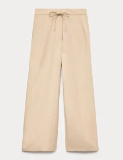 Lyocell Rich Palazzo Trousers with Linen
