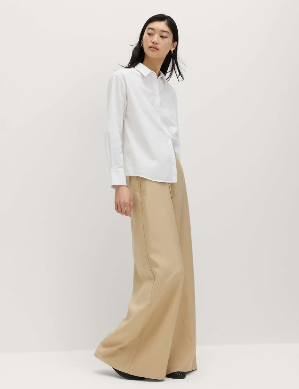 Lyocell Rich Palazzo Trousers with Linen