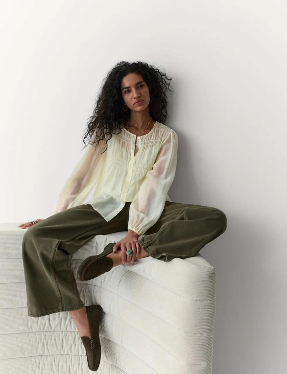 Lyocell Rich Pintuck Textured Blouse
