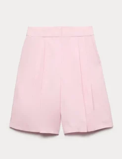 Lyocell Rich Pleat Front Bermuda Shorts